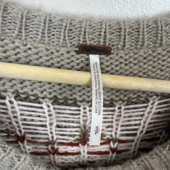 Free People Brown Frosted Fair Isle Cardigan Sweater Small Wool Mohair Blend - Picture 2 of 12